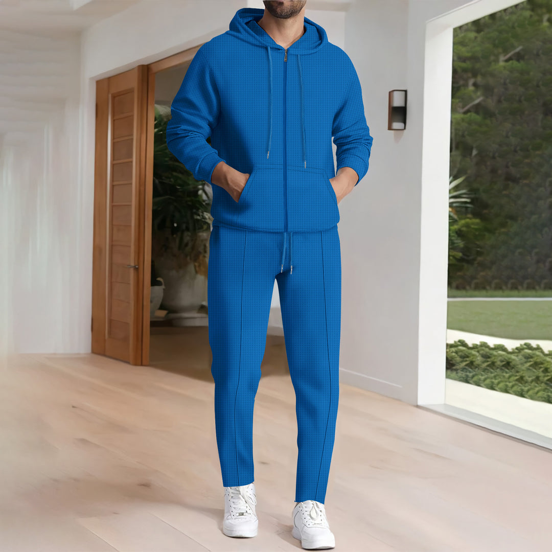 Herren nan Struktur-Fleece Zip-Hoodie mit Kängurutaschen und schmal zulaufender Jogginghose Shop Nory