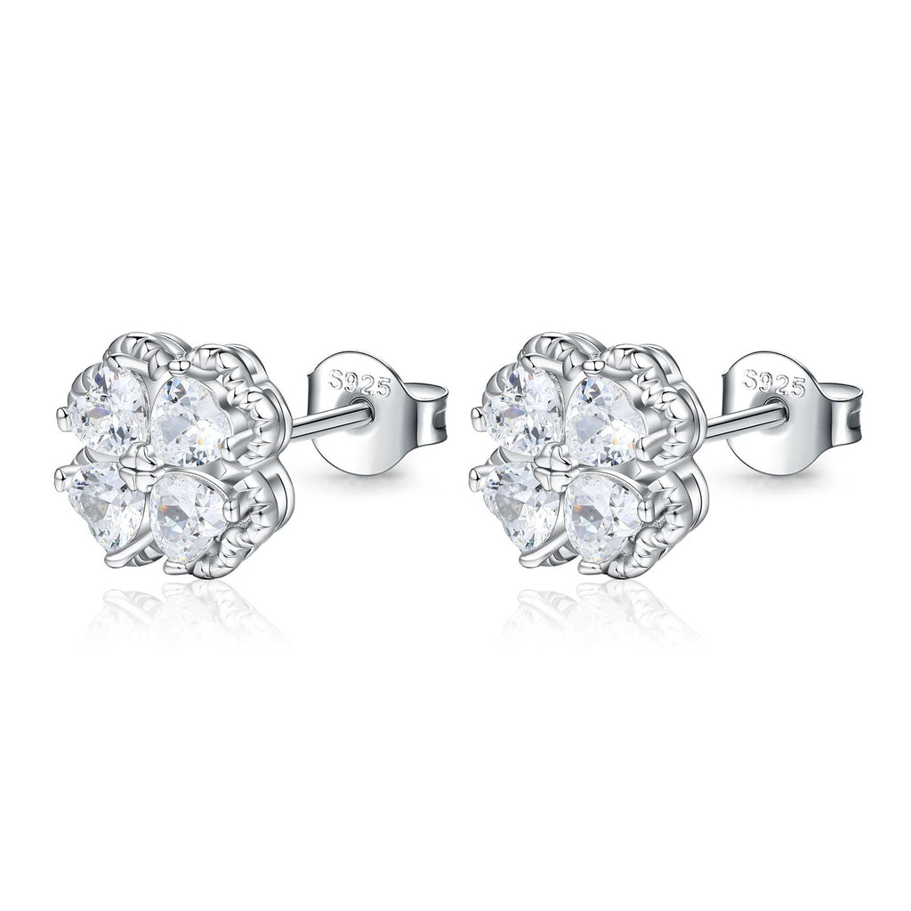 Damen Ohrstecker mit herzförmigem Kristall-Design und filigranem Silberrahmen Shop Nory