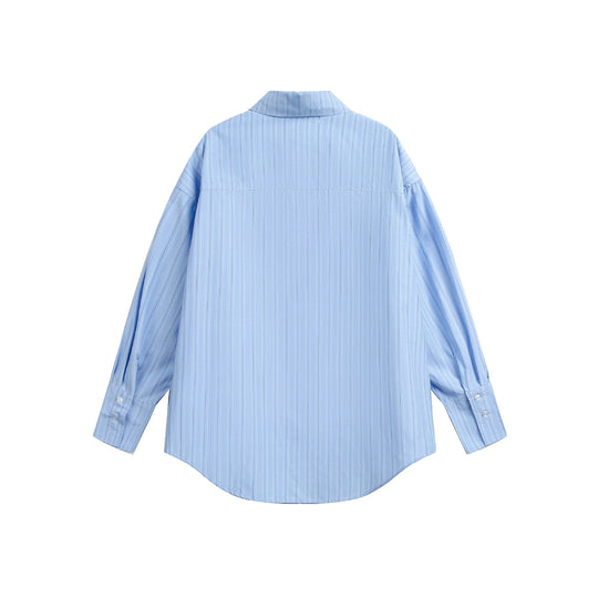 Damen Oversize-Hemdbluse mit feiner Nadelstreifenstruktur und abgerundetem Saum Shop Nory