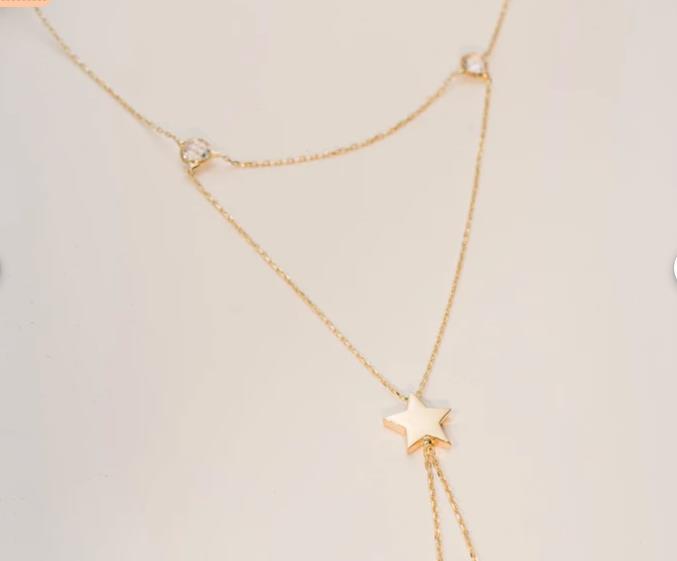 Damen Halskette mit funkelnder Sternen-Pendelleuchte und eleganter Gliederkette Shop Nory