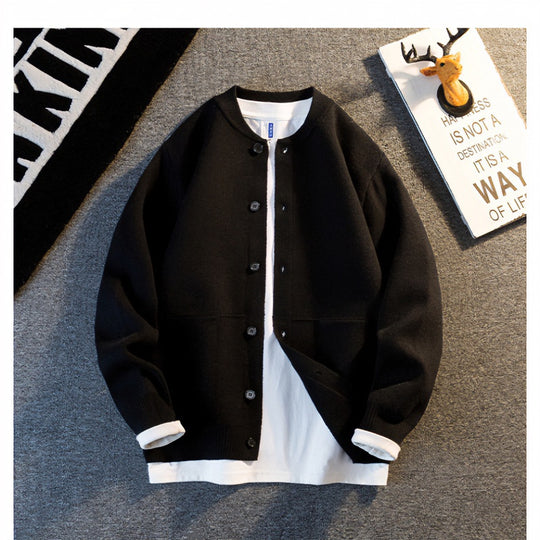 Unisex Feinstrick-Cardigan mit Rundhals, aufgesetzten Taschen und Rippbündchen Shop Nory