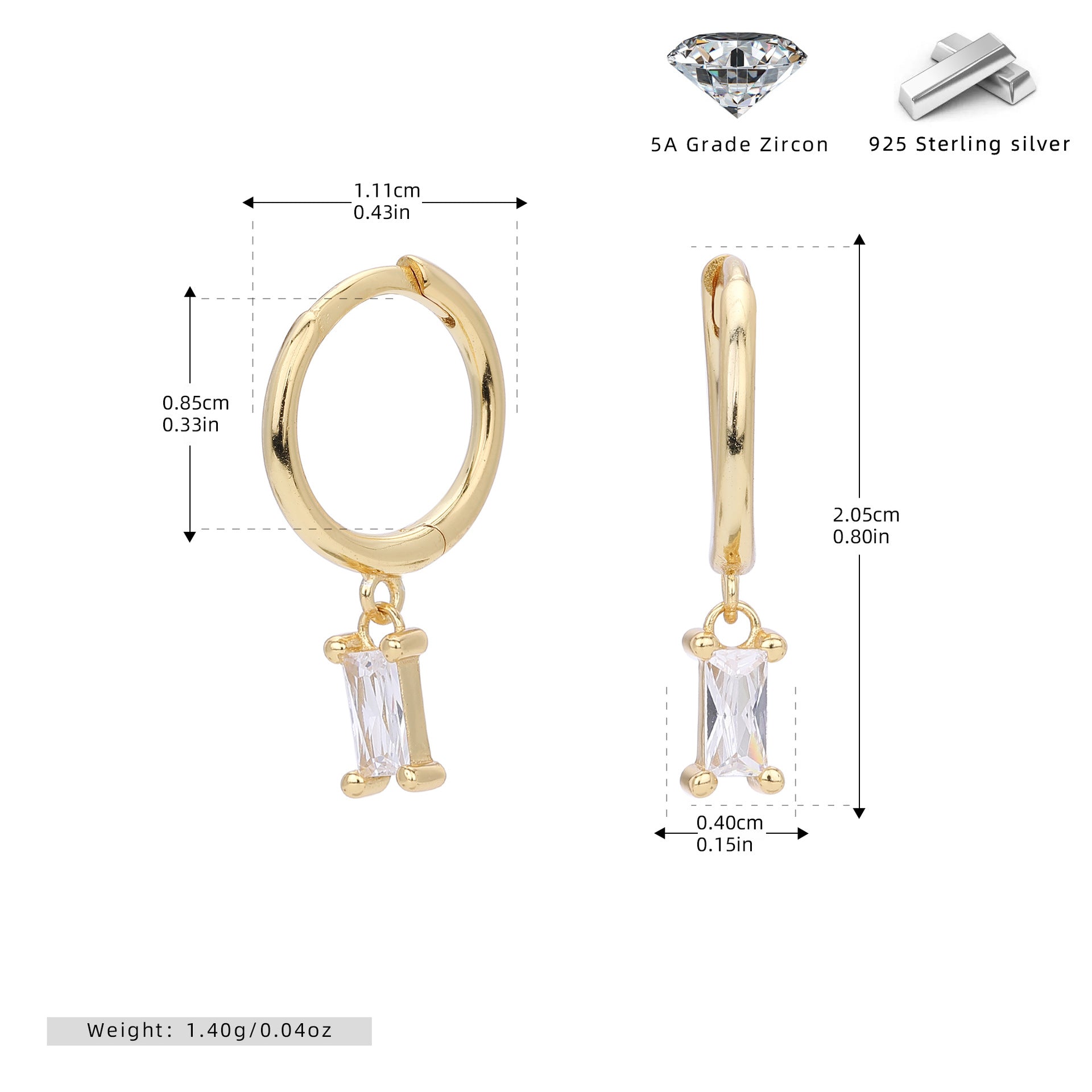 Damen Ohrhänger mit verführerischem Zirkonanhänger aus hochwertigem 925 Sterling Silber Shop Nory