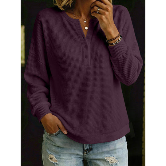 Damen Waffelstrick-Henleypullover mit Oversize-Schnitt Shop Nory