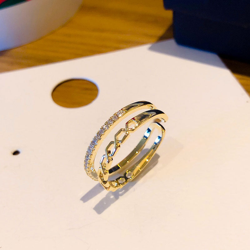 Damenring mit geschichtetem Zirkonia-Design Shop Nory