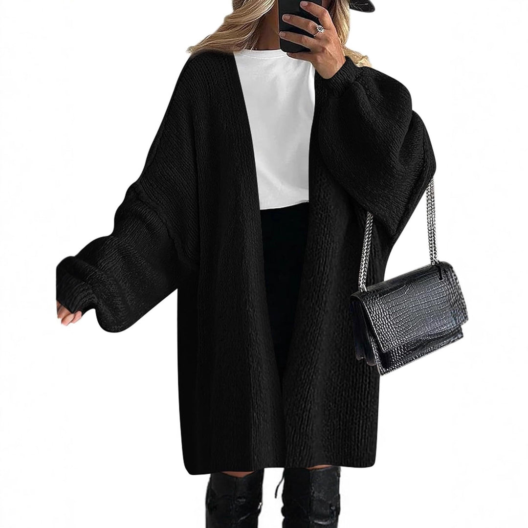 Damen Oversize Strickcardigan mit weiten Ballonärmeln und offener Front Shop Nory