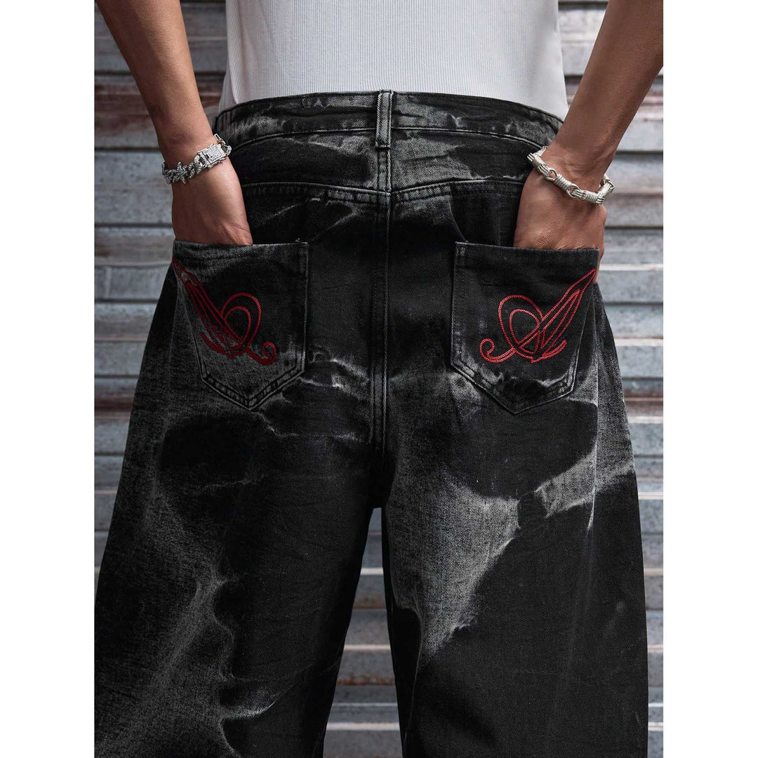 Herren Weit geschnittene Denim-Hosen mit besonderem Waschungseffekt Shop Nory