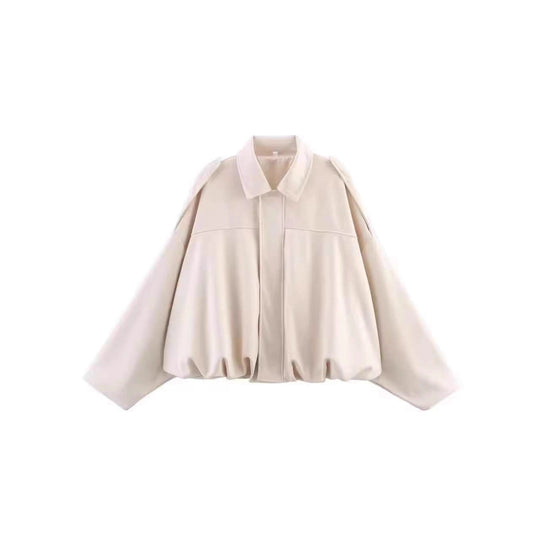 Damen Kurzjacke im Oversize‑Schnitt mit Ballon Saum und Schulterklappen Shop Nory