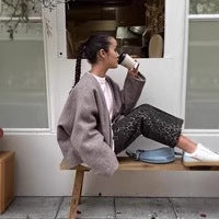Damen Kurz geschnittene Boxy-Blousonjacke aus Wollmix mit übergroßem Hemdkragen Shop Nory
