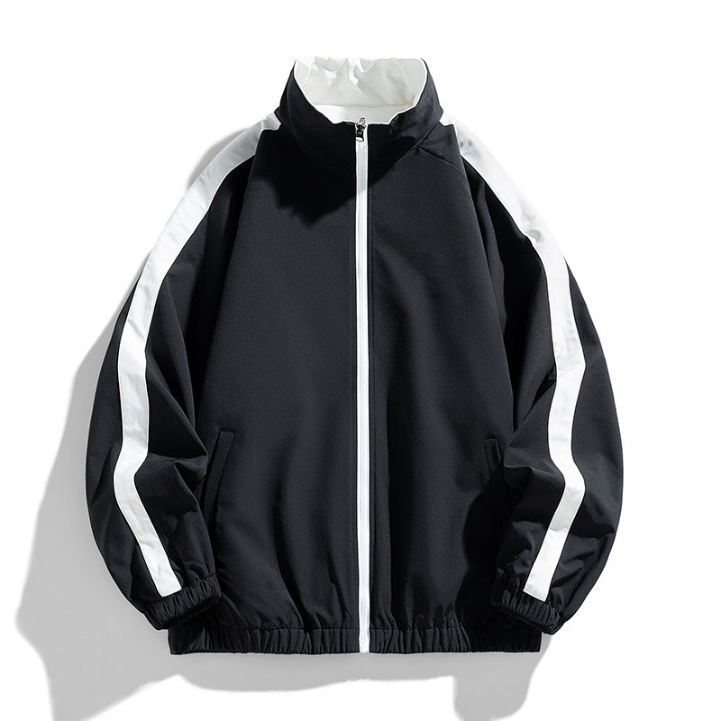 Damen Leichte Oversize-Trainingsjacke mit Stehkragen, Kontraststreifen und elastischem Saum Shop Nory