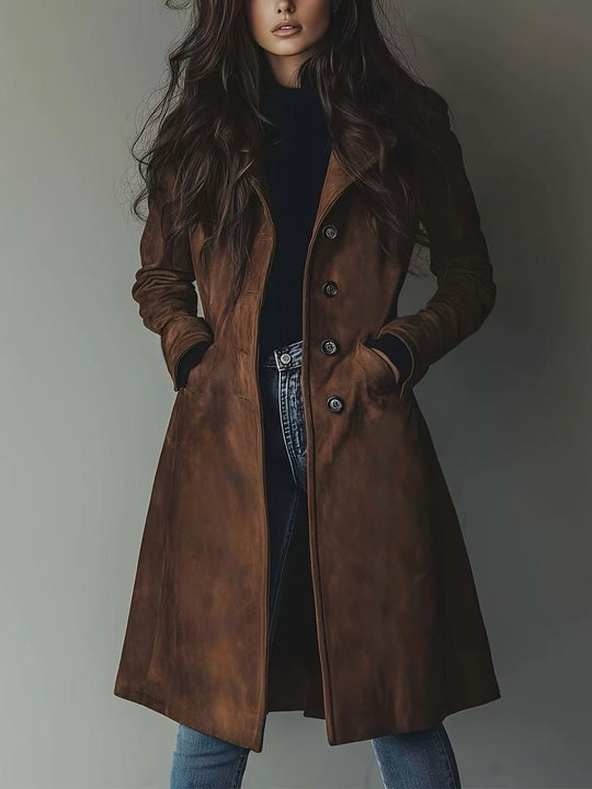 Damen taillierter Wollmantel mit Knopfleiste Shop Nory