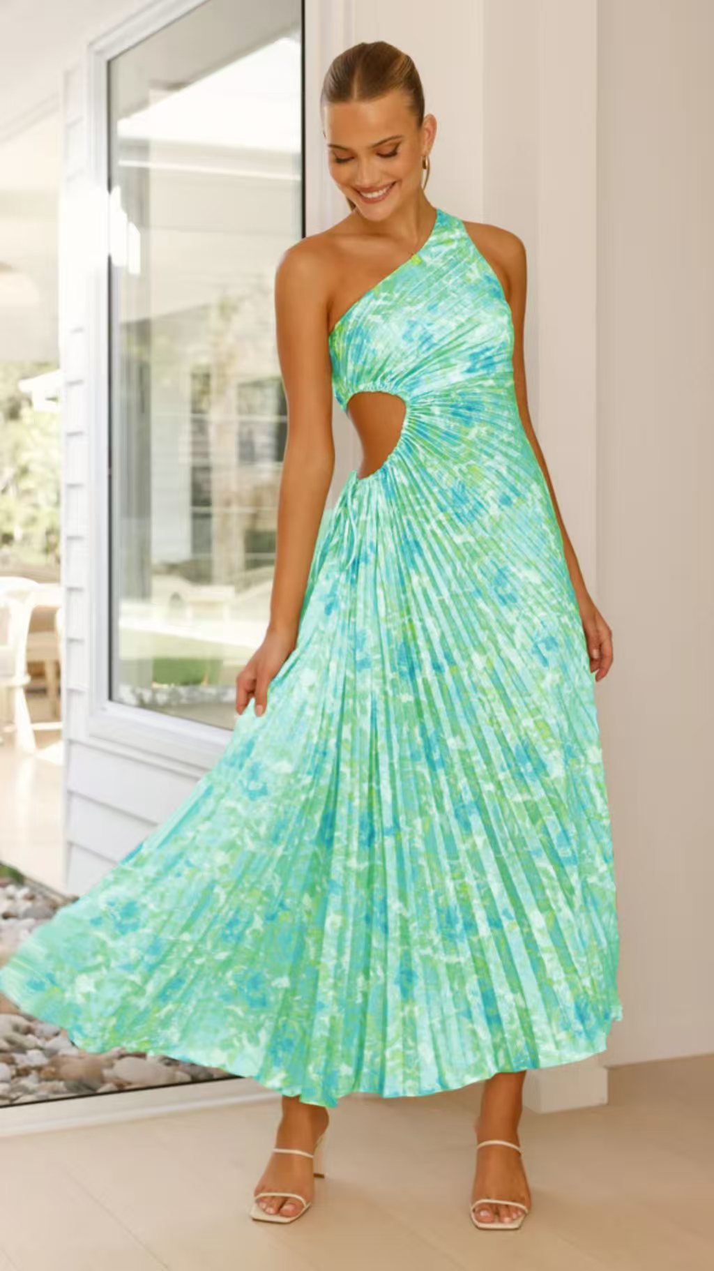 Damen Maxikleid mit Raffiniertem Faltenwurf und Asymmetrischem Design