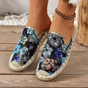 Damen Glitzernde Espadrilles mit bequemer Einlegesohle