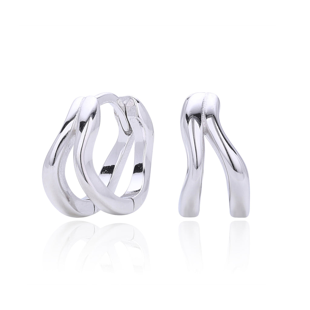 Damen Ohrringe mit modernem, geschwungenem Design aus 925 Sterling Silber Shop Nory