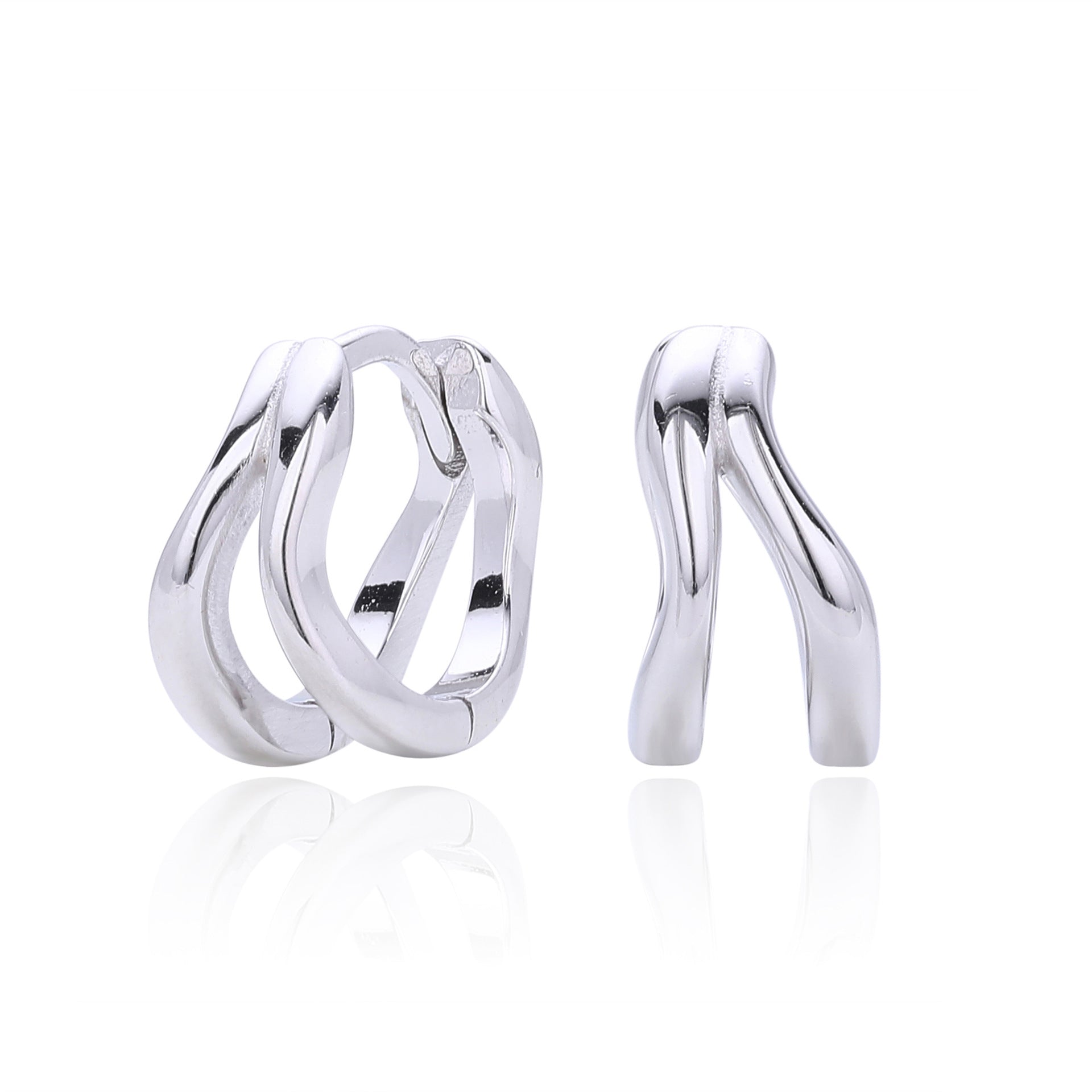 Damen Ohrringe mit modernem, geschwungenem Design aus 925 Sterling Silber Shop Nory