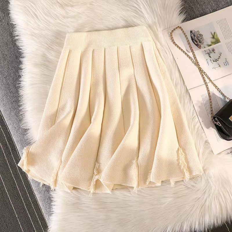 Damen Eleganter Plissee-Rock mit feinem Strickdesign Shop Nory