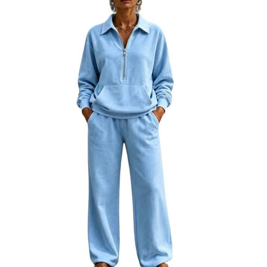 Damen Lässiges Sweat-Set mit Halbzip-Pullover und weiter Jogginghose Shop Nory