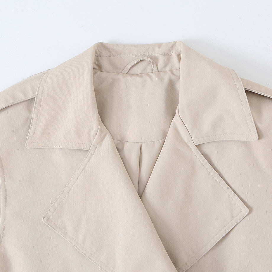 Damen Ärmellose Doppelreihige Trench‑Weste mit Reverskragen und Taillengürtel Shop Nory