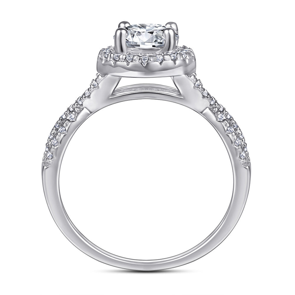 Damen Ring mit funkelndem Solitär und kunstvollem Zirkonbesatz Shop Nory