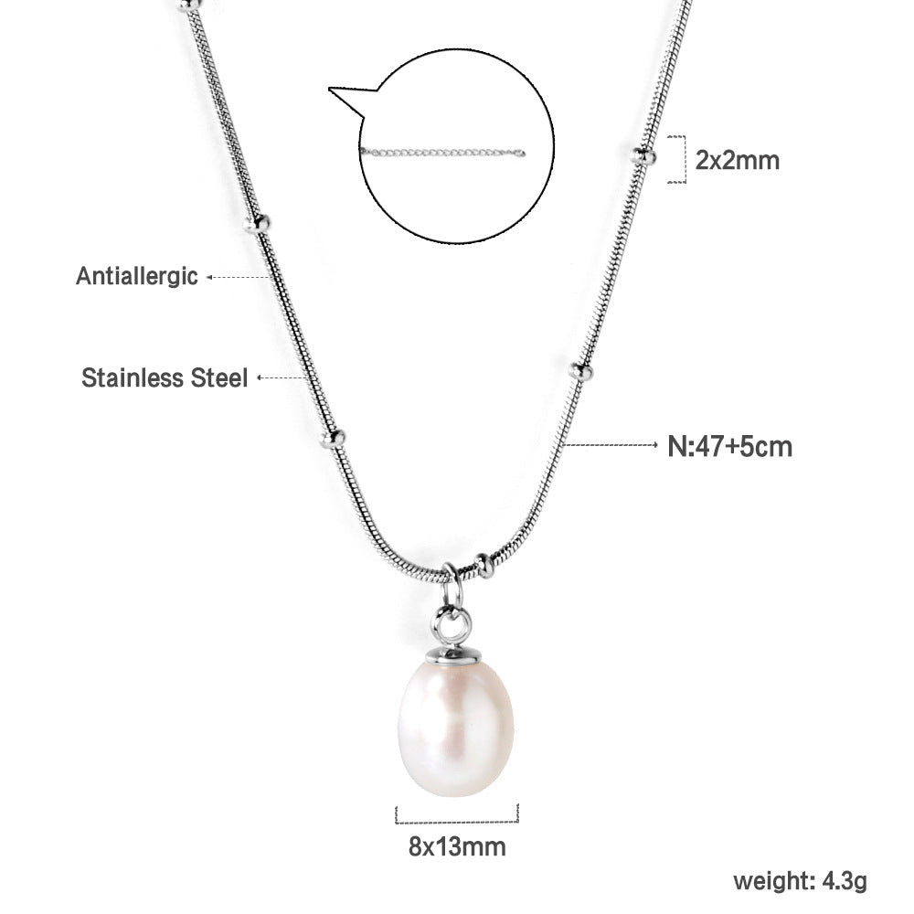 Damen Halskette mit hochwertigem Perlenanhänger aus vergoldetem Edelstahl Shop Nory