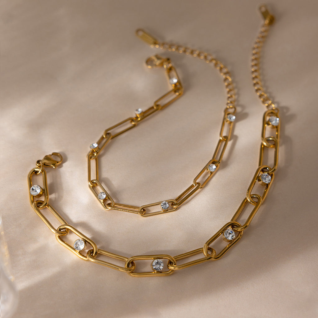 Damen elegantes Armband mit funkelnden Zirkonia-Details aus hypoallergenem Edelstahl Shop Nory