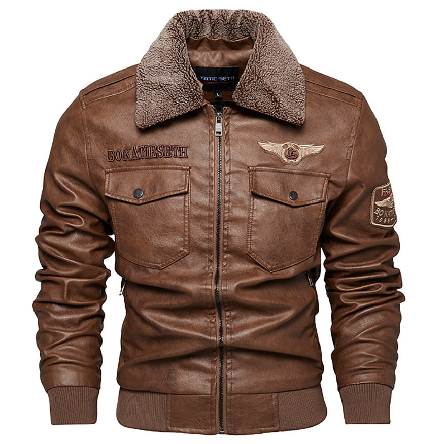 Herren Lässige Kunstlederjacke mit weichem Teddyfutter Shop Nory