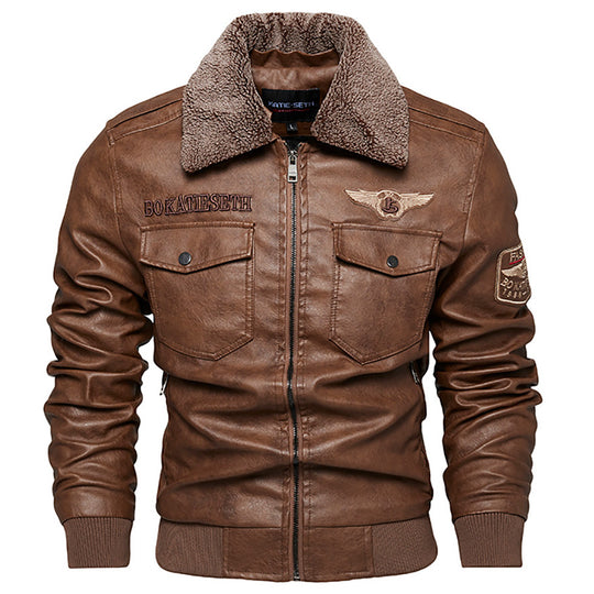 Herren Lässige Kunstlederjacke mit weichem Teddyfutter Shop Nory