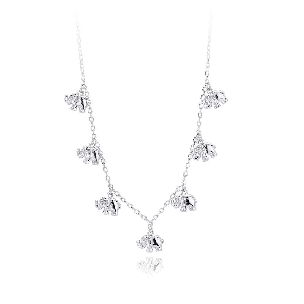 Damen Halskette mit charmanten Elefantenanhängern und funkelnden Zirkonia Shop Nory