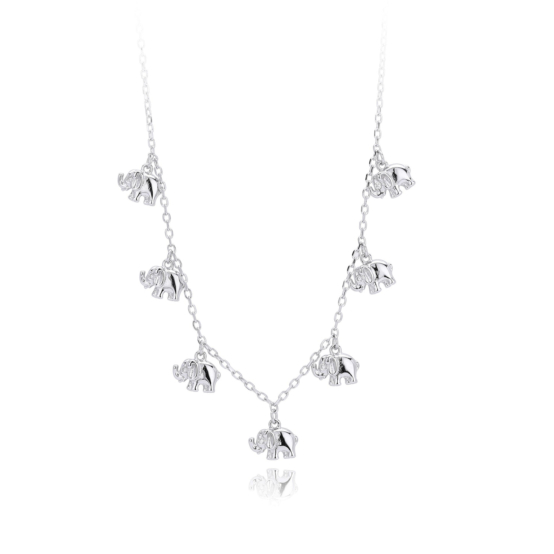 Damen Halskette mit charmanten Elefantenanhängern und funkelnden Zirkonia Shop Nory