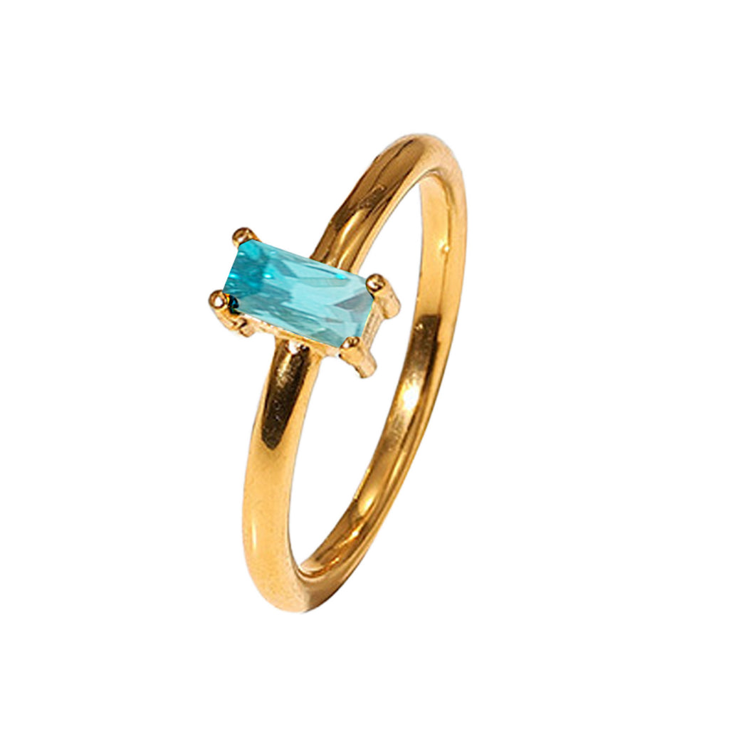 Damen eleganter Ring mit aquamarinfarbener Steinfassung Shop Nory