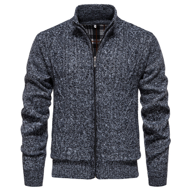 Herren Strickjacke mit hohem Kragen und Reißverschluss