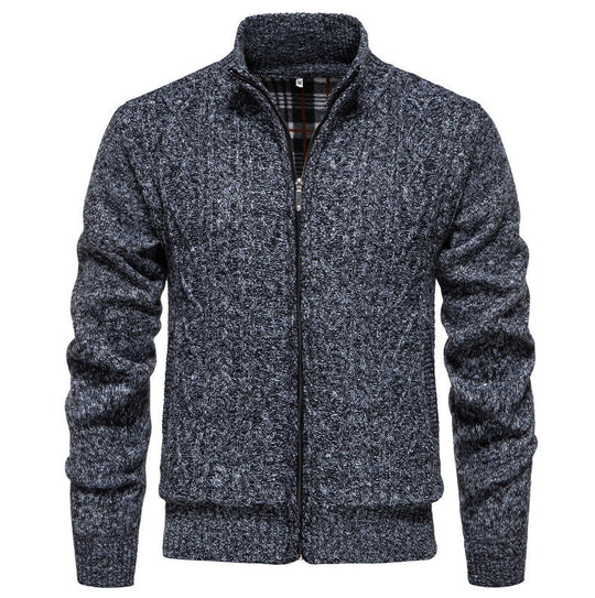 Herren Strickjacke mit hohem Kragen und Reißverschluss