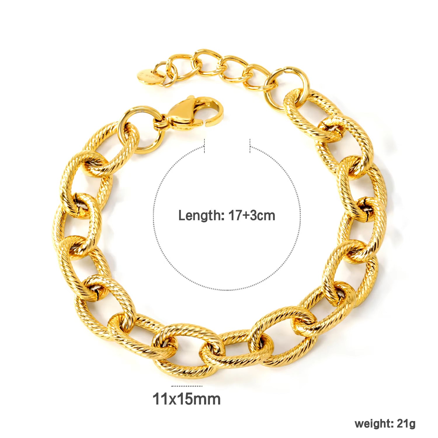 Damen trendiges Gliederarmband aus hochwertigem Edelstahl mit verstellbarem Verschluss Shop Nory