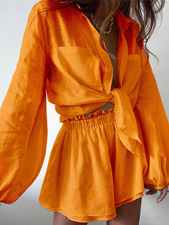 Damen lässiges Leinen Outfit