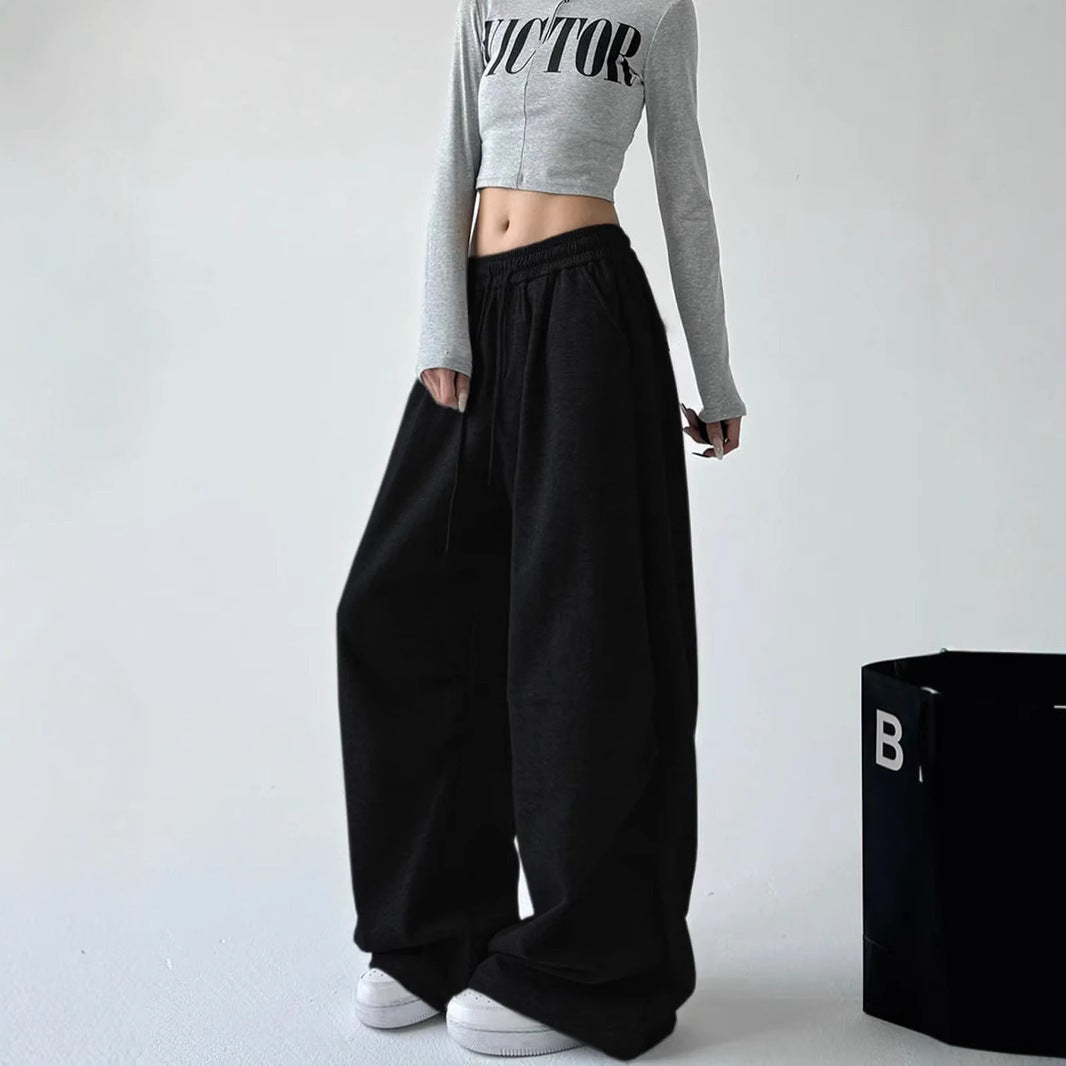 Damen weit geschnittene High-Waist Loungehose mit elastischem Bund, Tunnelzug und seitlichen Eingrifftaschen Shop Nory