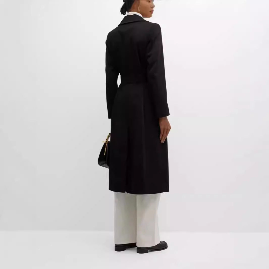 Damen Einreihiger Midilanger Mantel im Clean-Cut mit Taillengürtel und dezenter Pattentasche Shop Nory