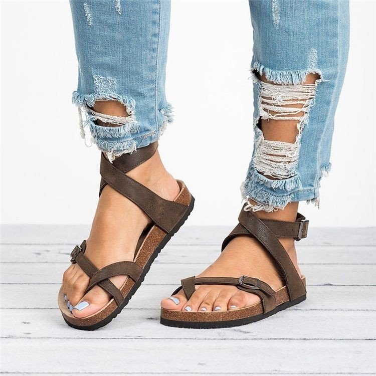 Damen bequeme Riemchen-Sandalen mit anatomischem Fußbett und verstellbarem Riemendesign