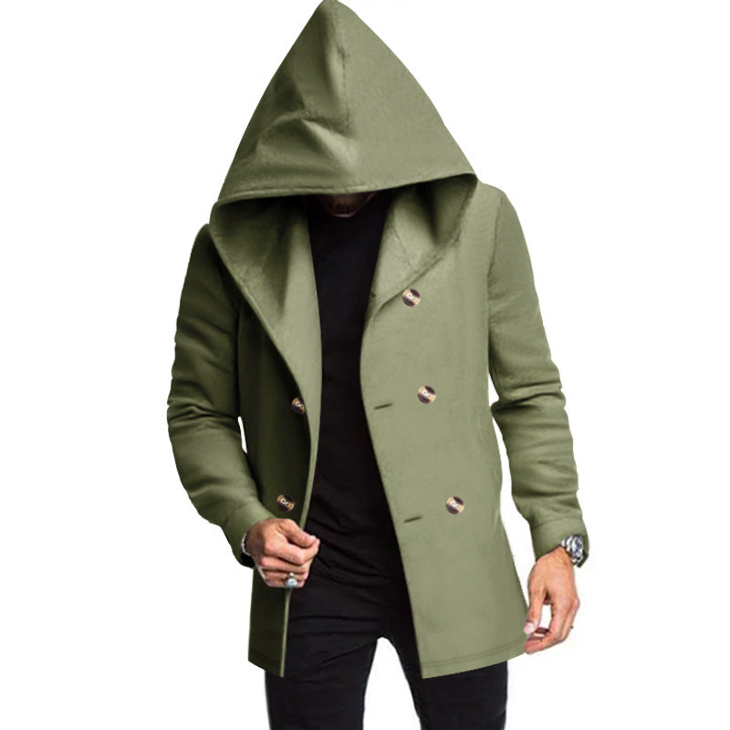 Herren Kapuzenmantel mit übergroßer Kapuze und Doppelknopf-Leiste Shop Nory
