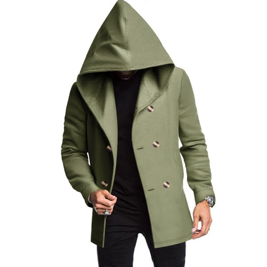 Herren Kapuzenmantel mit übergroßer Kapuze und Doppelknopf-Leiste Shop Nory