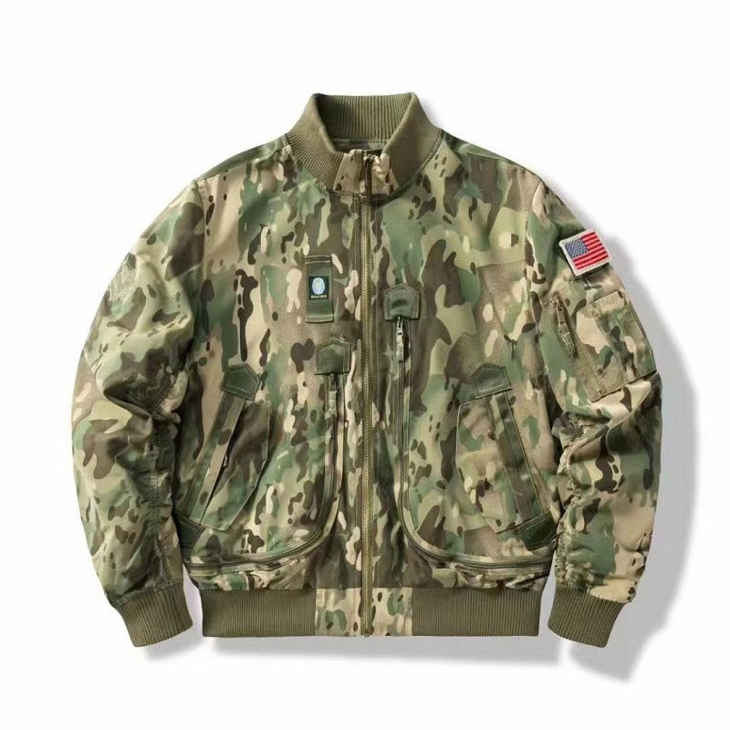 Herren Bomberjacke Pilotenstil leicht wattiert mit Zwei‑Wege‑Reißverschluss und Ärmeltasche Shop Nory