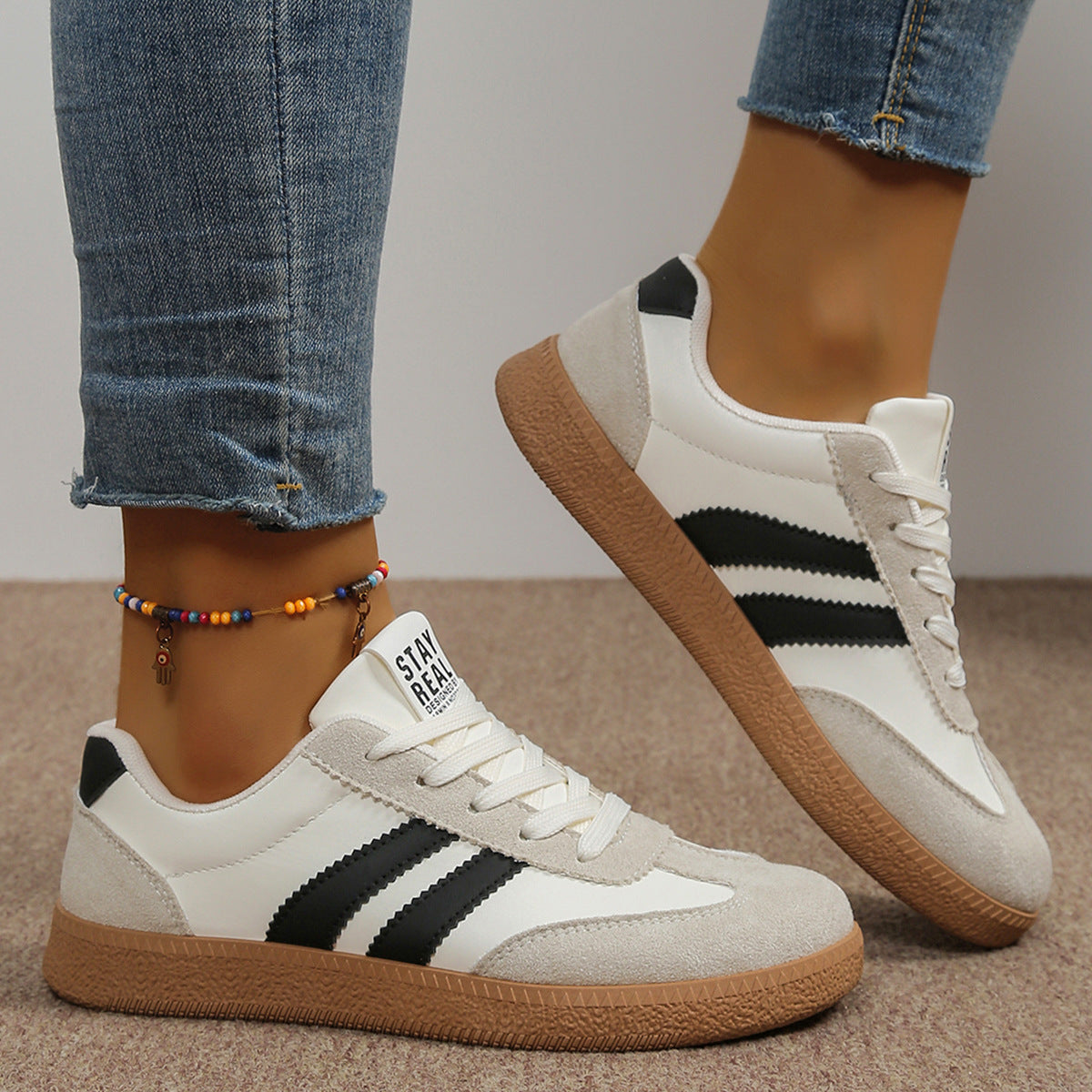 Damen Sneakers im sportlichen Retro-Design mit atmungsaktiven Mesh-Einsätzen und bequemer Sohle