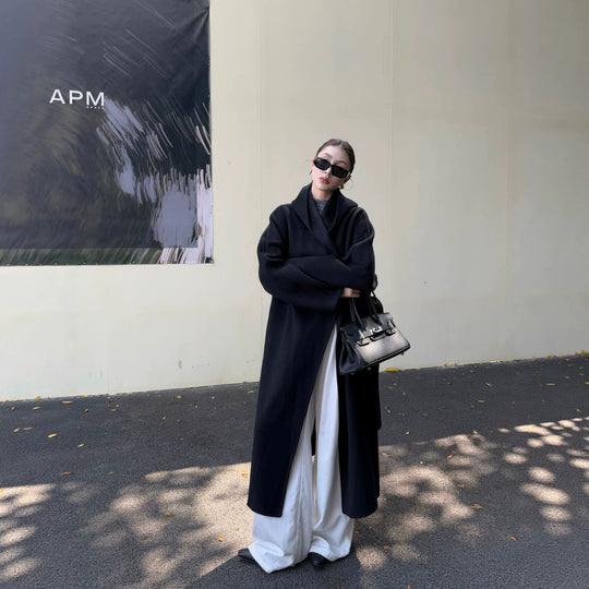Damen Oversize Wollmantel mit Schalkragen und verdeckter Knopfleiste Shop Nory