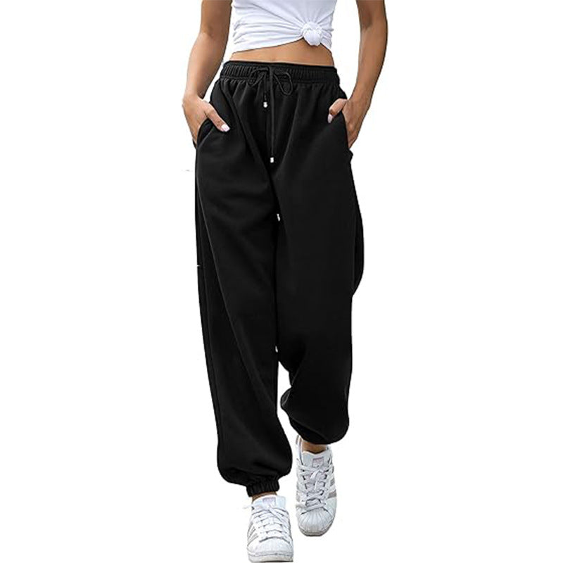Damen nan Cozy-Sweat-Palazzohose mit hohem Komfortbund, integriertem Kordelzug und gerafften Knöchelabschlüssen Shop Nory