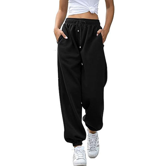 Damen nan Cozy-Sweat-Palazzohose mit hohem Komfortbund, integriertem Kordelzug und gerafften Knöchelabschlüssen Shop Nory