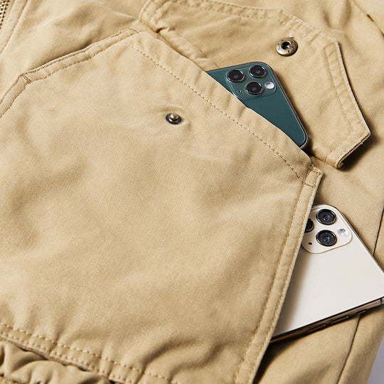 Herren Canvas-Feldjacke mit Teddykragen, wärmender Fütterung und Utility-Taschen Shop Nory