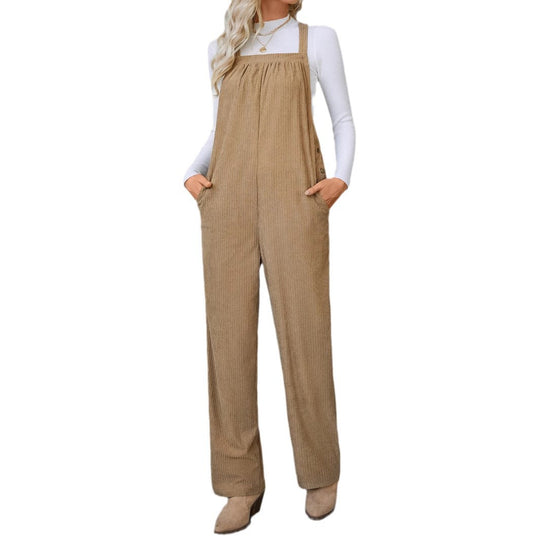 Damen Cord‑Latzhose mit weitem Bein, Brustlatz und seitlicher Knopfleiste Shop Nory