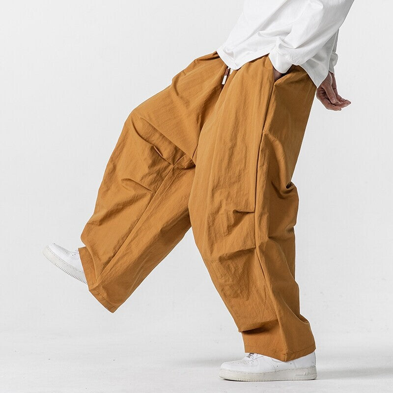 Herren Weite Utility-Loungehose mit überlappenden Falten und Kordelzugbund Shop Nory