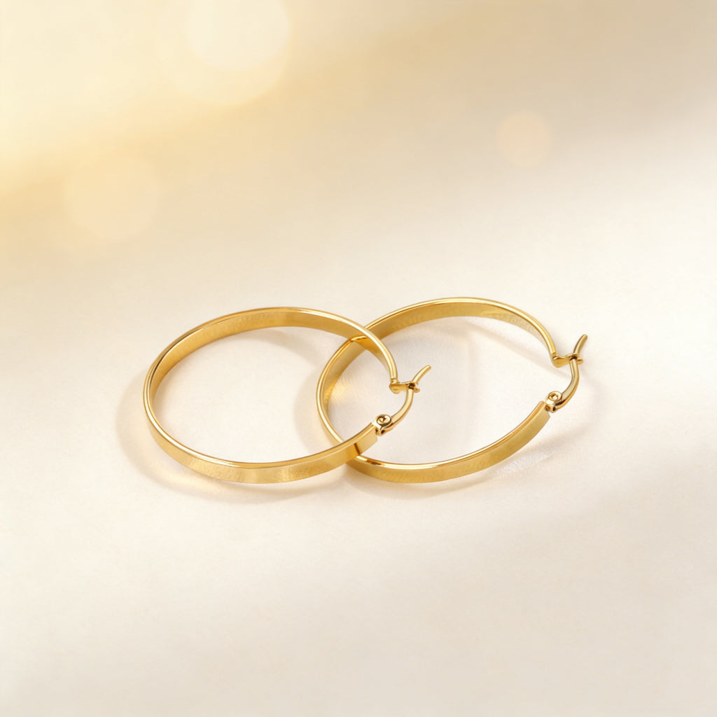 Damen hochwertige Creolen aus Edelstahl mit goldplattierter Oberfläche Shop Nory