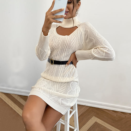 Damen Strick-Minikleid mit Cut-Out und Rollkragen Shop Nory