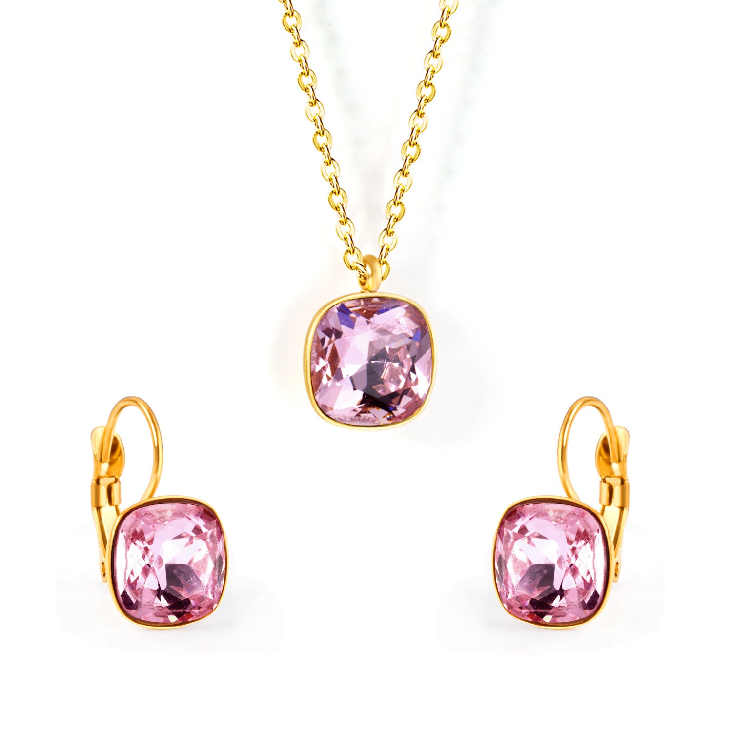 Damen Schmuckset mit exquisiten rosa Kristallen Shop Nory