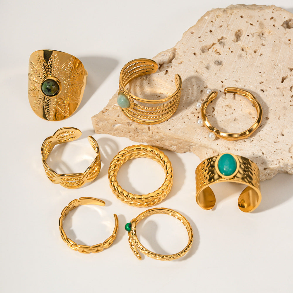 Damen Offener Ring mit modernem Kettenmuster und hypoallergener Edelstahlverarbeitung Shop Nory